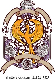Phoenix And Rose Football Vector Illustration