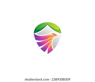 Phoenix and shield gradient logo