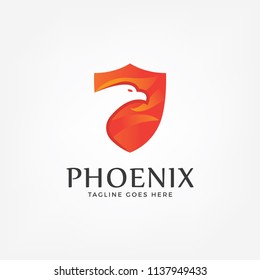 Phoenix and shield icon vector