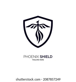 phoenix Shield logo design template silhouette for brand or company and other