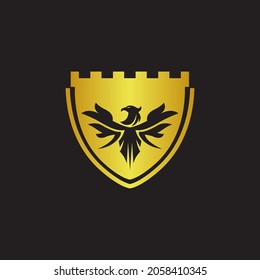 Phoenix mit Schild-Logo-Falcon-Symbol-Vektorgrafik, EPS10