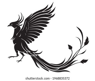 Phoenix Side View Silhouette, Mythical Bird