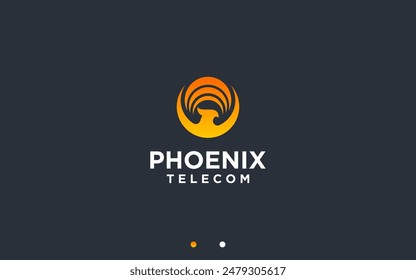 phoenix with signal logo design vector silhouette illustration