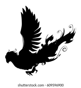 Phoenix silhouette , black