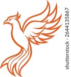 Phoenix Silhouette Line Art Vector Illustration On White Background