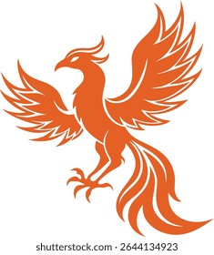 Ilustración vectorial de arte de línea de silueta de Phoenix sobre fondo blanco