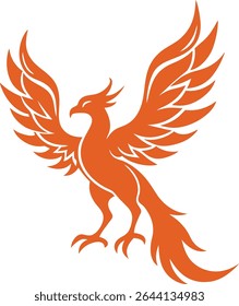 Phoenix Silhouette Line Art Vector Illustration On White Background