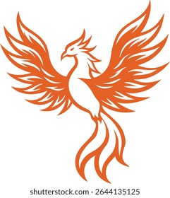 Phoenix Silhouette Line Art Vector Illustration On White Background