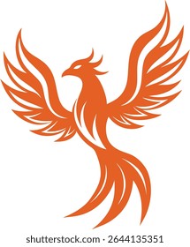 Phoenix Silhueta Linha Arte Vetor Ilustração No Fundo Branco