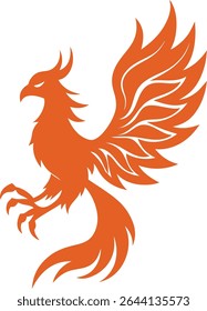 Phoenix Silhouette Line Art Vector Illustration On White Background