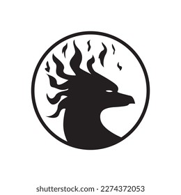 phoenix silhouette logo design. fire bird in mythology.