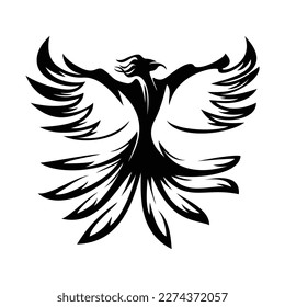 diseño de logotipo de silueta foenix. pájaro fuego en mitología.