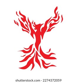 phoenix silhouette logo design. fire bird in mythology.