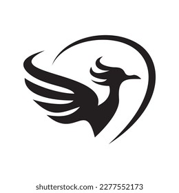 phoenix silhouette logo design. fire bird in mythology.