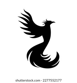 phoenix silhouette logo design. fire bird in mythology.