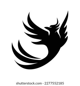 phoenix silhouette logo design. fire bird in mythology.