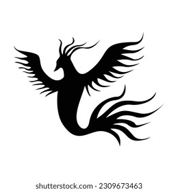 phoenix silhouette logo design. fire bird in mythology.