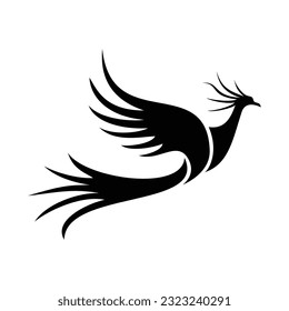 phoenix silhouette logo design. fire bird in mythology.