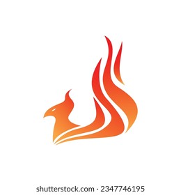 phoenix silhouette logo design. fire bird in mythology.