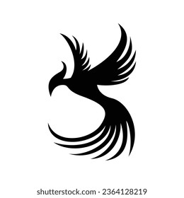 diseño de logotipo de silueta foenix. pájaro fuego en mitología.