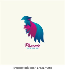 logotipo de silueta foenix con un color degradado