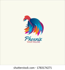 logotipo de silueta foenix con un color degradado