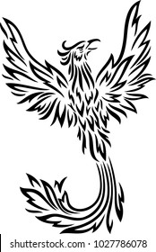 Phoenix silhouette tattoo isolated