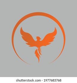 phoenix silhouette vector with fire color