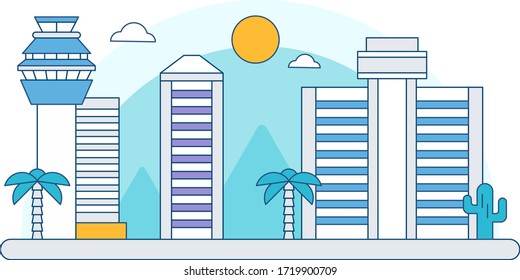 Phoenix Skyline Flat Design USA