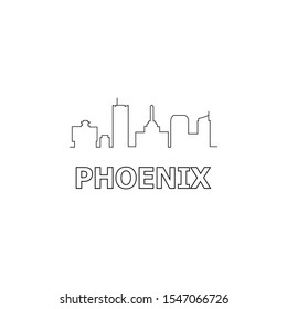 Phoenix skyline and landmarks silhouette black vector icon. Phoenix panorama. United States of America. USA