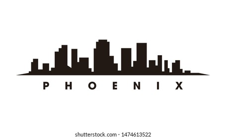 Phoenix skyline and landmarks silhouette vector
