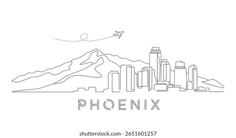 Phoenix Skyline Line Art com a Arizona City Travel.