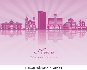 Phoenix skyline in purple radiant orchid in editable vector file