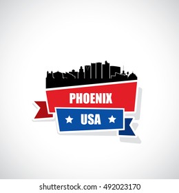 Phoenix skyline ribbon banner - vector illustration
