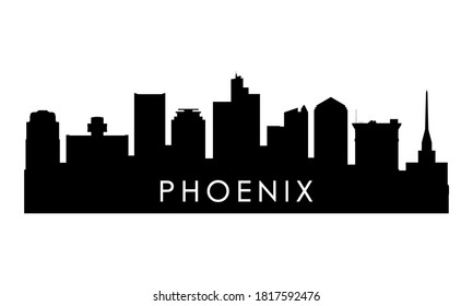 Phoenix skyline silhouette. Black Phoenix city design isolated on white background. 