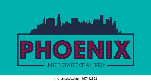 Phoenix skyline silhouette poster vector design illustration