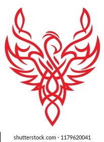 the Phoenix spread its wings ornament tattoo vector illustration