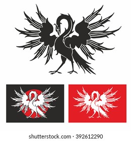 Phoenix spreads its wings. Simple vector.