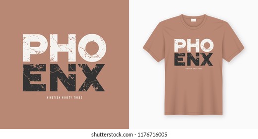 Phoenix stylish t-shirt and apparel design. Vector print, typography, poster. Global swatches.