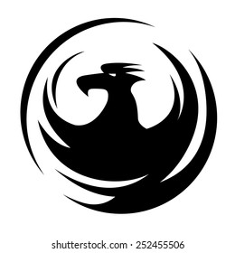 Phoenix symbol, emblem design, black vector phoenix illustration.