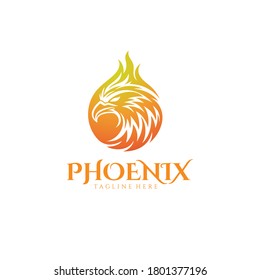 Phoenix Symbol Logo Design - Fire Bird Icon - Abstract Flame Bird Character - Eagle Burn Mascot Vector Illustration