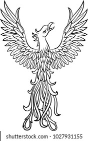 Phoenix tattoo isolated on white background