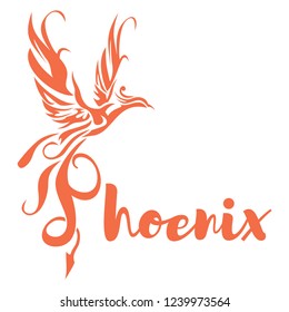 Phoenix tattoo vector illustration, signature logo templates