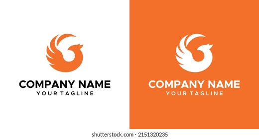 a phoenix themed graphic image, on an orange and white background. vector graphics base.