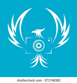 phoenix themed white drone blue background