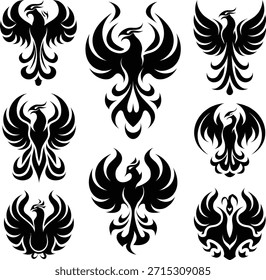 Design de vetor de tatuagem tribal de Phoenix, Arte Mítica do Símbolo do Pássaro de Fogo