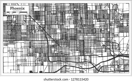 Phoenix USA City Map in Retro Style. Outline Map. Vector Illustration.