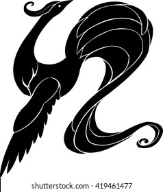 Phoenix vector in black and white.