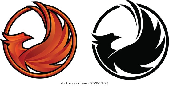 phoenix vector with burning fire color