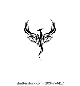 Phoenix vector drawing, black icon